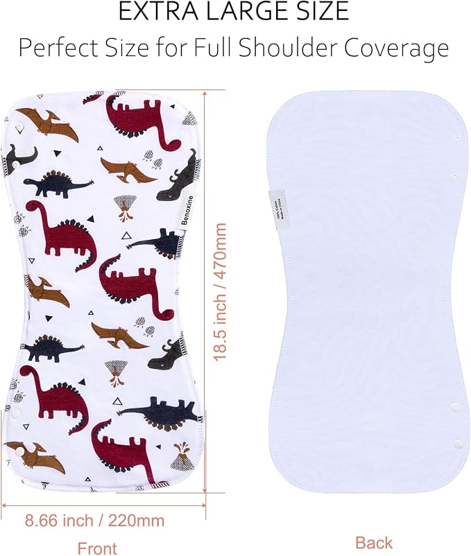 Baby Burp Cloths & Baby Bibs 2-in-1 Design Large Size 3 Layers Thicken Cotton - Image 3