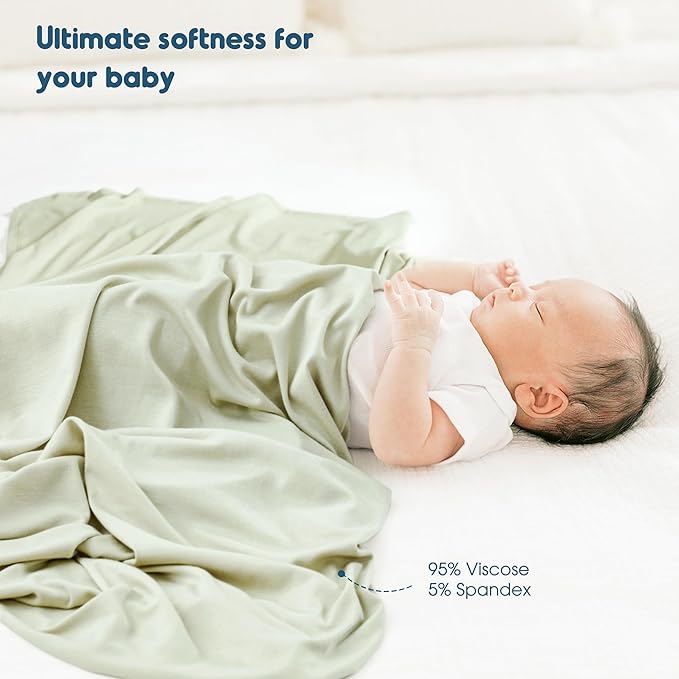 2 Pack Newborn Swaddle Blanket, Ultra Soft Stretchy Jersey Knit Extra Large - Image 4