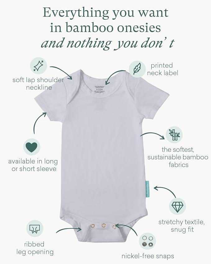 PurComfy Bamboo Viscose Short Sleeve Bodysuit Baby, Unisex Baby | Ideal - Image 2