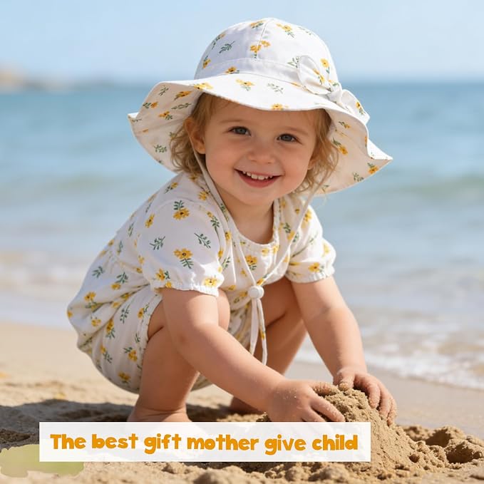 Baby Girl Sun Hat with UPF 50+ Outdoor Adjustable Beach Hat with Wide Brim - Image 2
