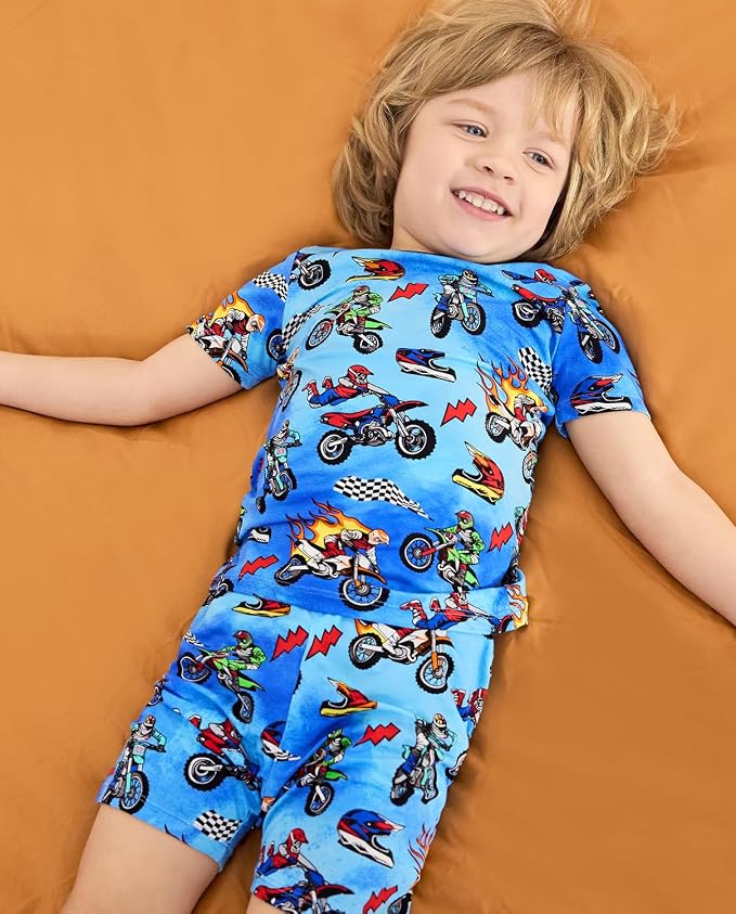 babee Reshinee Bamboo Viscose Toddler Boys Pajamas Set, Short Sleeve Kids - Image 6