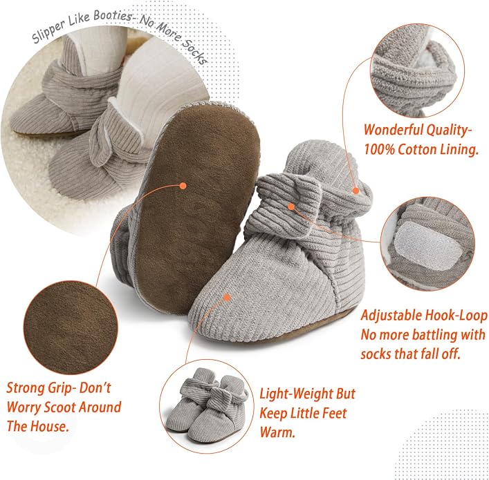 Sawimlgy Newborn Infant Baby Girl Boy Cotton Booties Stay On Sock Slippers Soft - Image 5