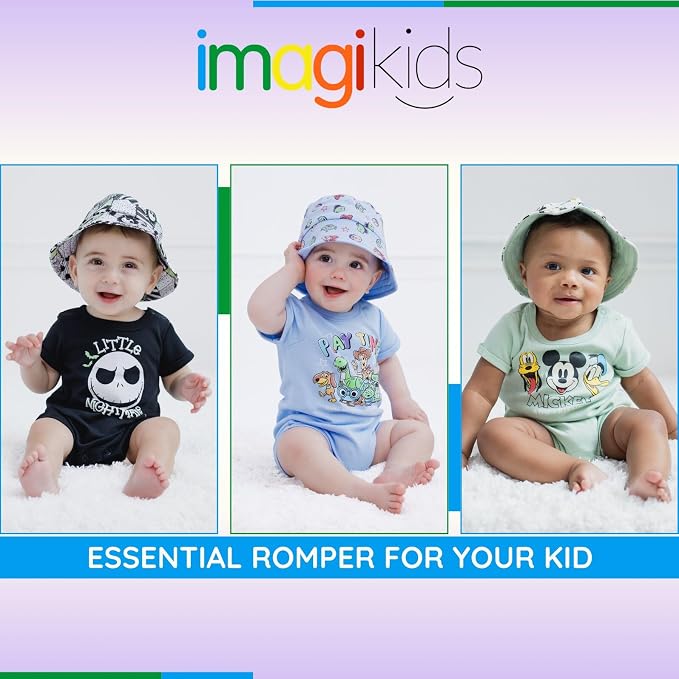 Disney Baby Boys' 2-Piece Romper and Bucket Hat Set Newborn to Infant - Image 3