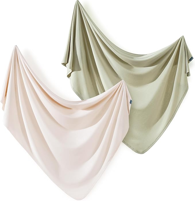 2 Pack Newborn Swaddle Blanket, Ultra Soft Stretchy Jersey Knit Extra Large by BUYNOW