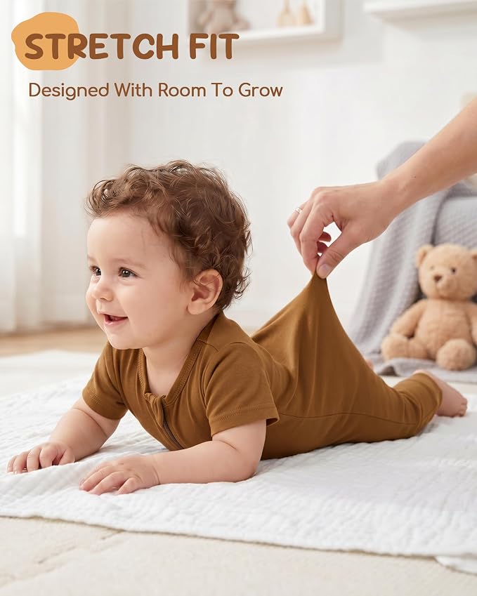 Baby Boy Girl Infant Rompers Short Sleeve Cotton Zipper Footless Summer - Image 6