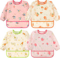 Accmor 4 Pack Long Sleeve Bibs, Baby Smock Waterproof Full Sleeved Bib by Accmor