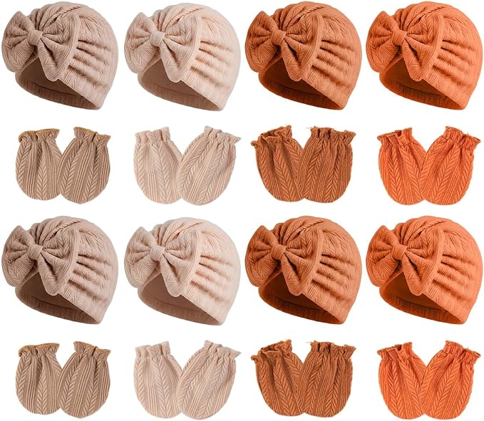 Newborn Baby Girl Hats Mittens Set Cotton by MKYSZLTSOCKS-EnjoyComfort