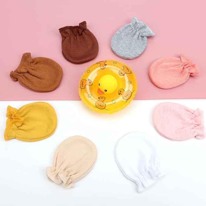 AQOKKA Newborn Baby Mittens No Scratch Cotton Elastic Wrist Gloves Infant - Image 5
