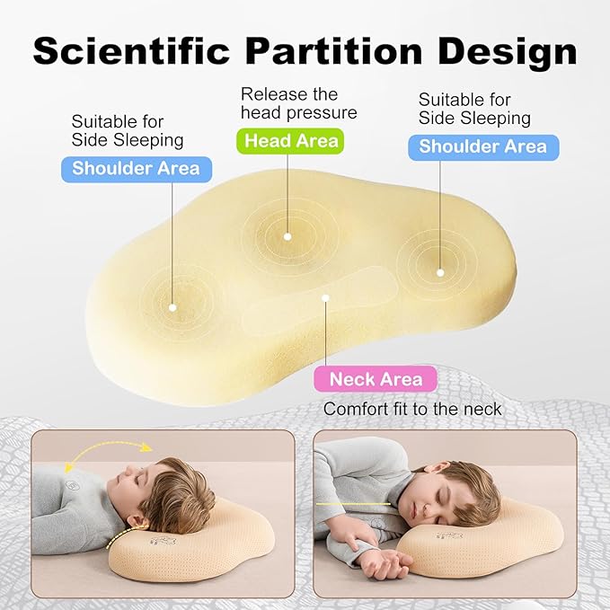 Reidio 1pc Toddler Silicone Pillow Breathable Toddler Pillow with Removable Cotton Pillowcase Kids Pillows for Sleeping Machine Washable (Rose, H2)
