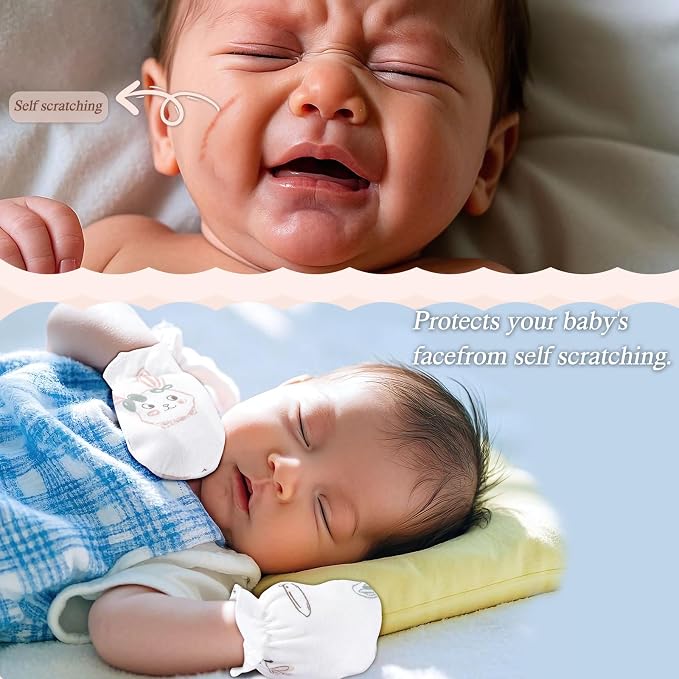 Baby Mittens 0-6 Months No Scratch 100% Cotton Gloves - Image 8