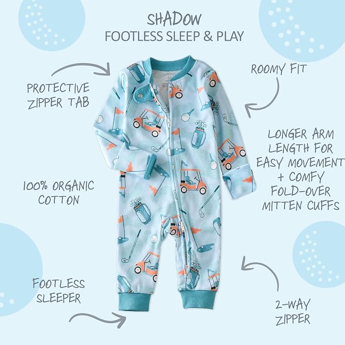 Butterblu Shadow Sleep & Play 100% Cotton Footless Two Way Zip Front PJs - Image 2