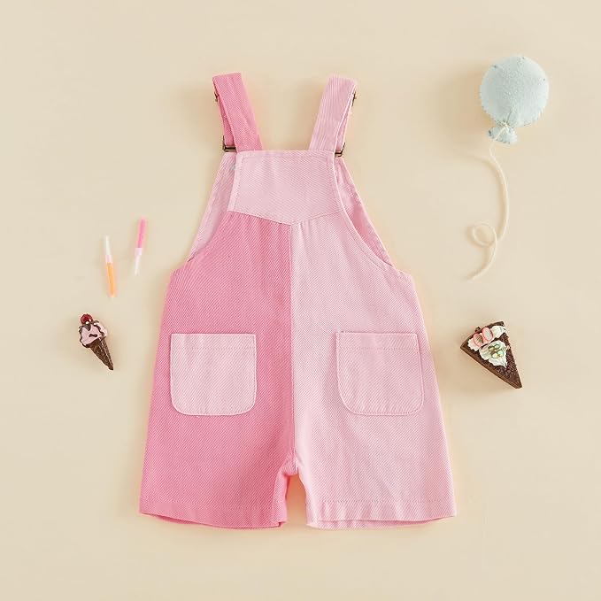 Fernvia Toddler Kids Baby Girl Boy Contrast Color Overalls Shorts Clothes - Image 7