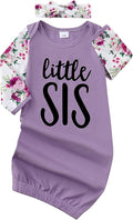 AMAWMW Newborn Baby Girl Little Sister Sleeper Gown Stripe Long Sleeve by AMAWMW