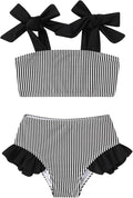 YOUNGER TREE Toddler Girls Two Pieces Swimsuit Color Block Stripe Swimwear Summer Beach Bathing Suit 18M-5T
