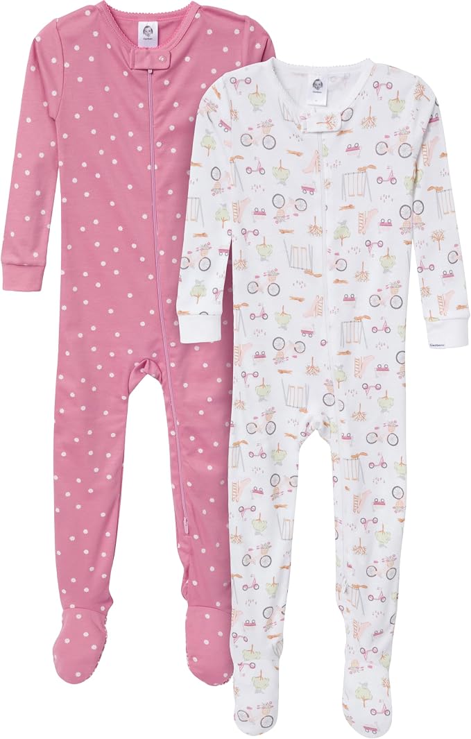 Gerber Baby Girls 2-Pack Footed Pajamas by Gerber
