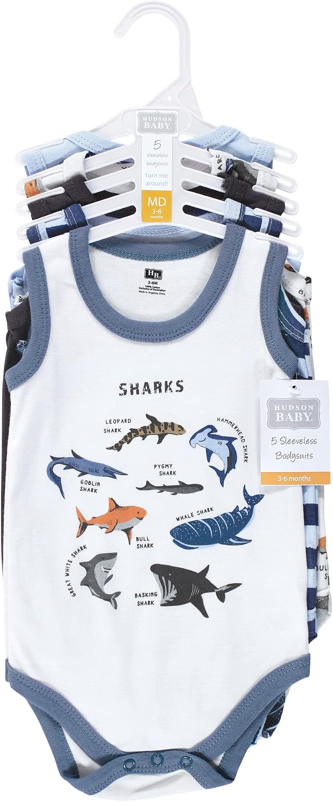Hudson Baby Unisex Baby Cotton Sleeveless Bodysuits - Image 2