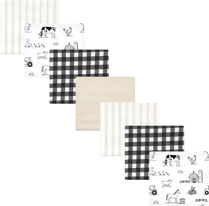 Little Treasure Hudson Baby Cotton Poly Flannel Receiving Blankets Multipack by HudsonBaby