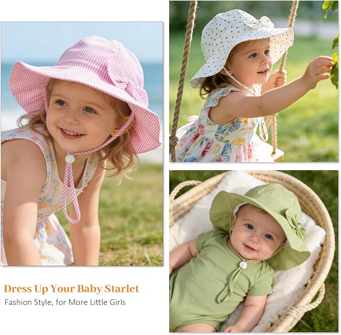 Baby Girl Sun Hat Kids Summer Beach Wide Brim Hats Toddler Bucket Hat - Image 7