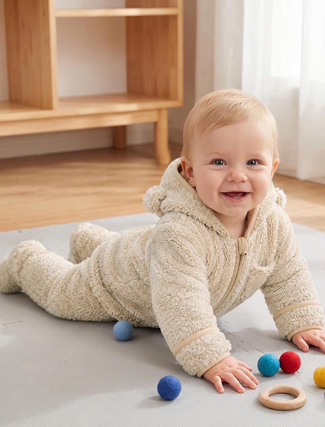 Jecson Baby Snowsuit Newborn Bear Hooded Fleece Outfit Baby Clothes 0M-12M - Image 6