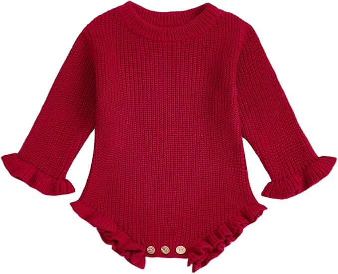 Mubineo Baby Girl Fall Winter Clothes Basic Plain Cute Sweater Romper Outfit by Mubineo