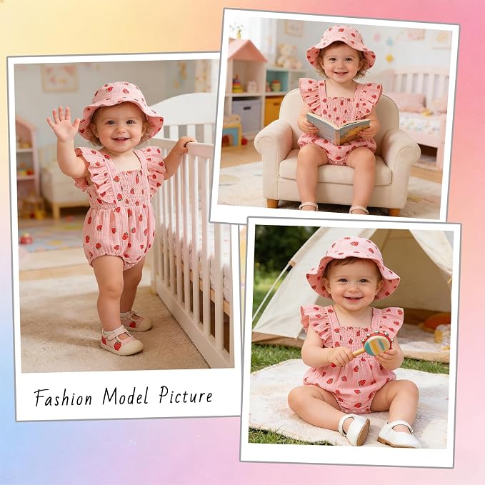 Baby Girl Floral Smocked Romper Outfit - Image 2