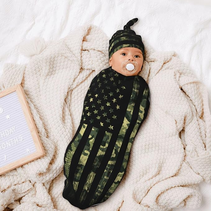 Camo Flag Swaddle Blankets Soft Receiving Blanket Baby Swaddle Wrap - Image 6