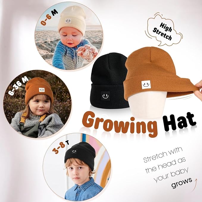 FURTALK Baby Beanie 2 Pack Toddler Winter Hat Embroidered Knit Cap Ages 0-8 | - Image 5