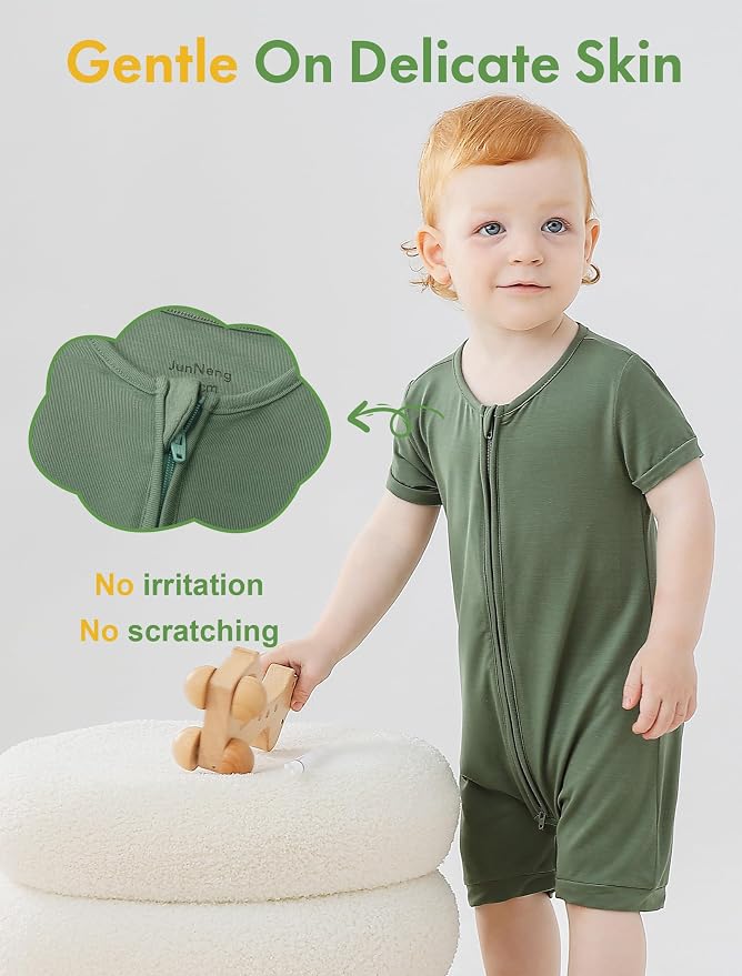 JunNeng Viscose from Bamboo Baby Sleeper, Short Sleeve Romper Jumpsuit | 2 Way - Image 4