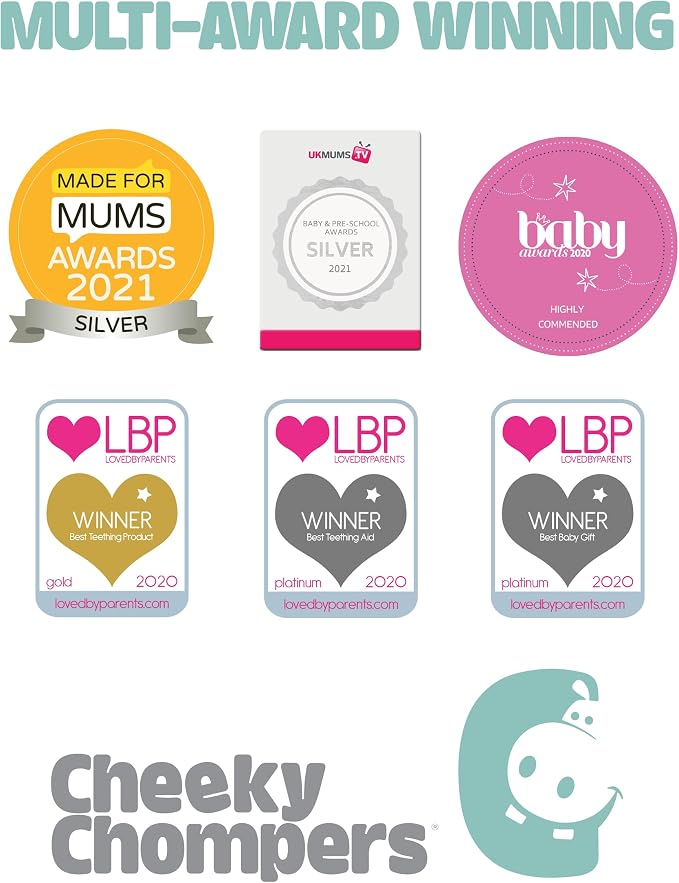 Cheeky Chompers Neckerchew Teething Bib, 2-in-1 Bandana Style Bib w/Food Grade - Image 6