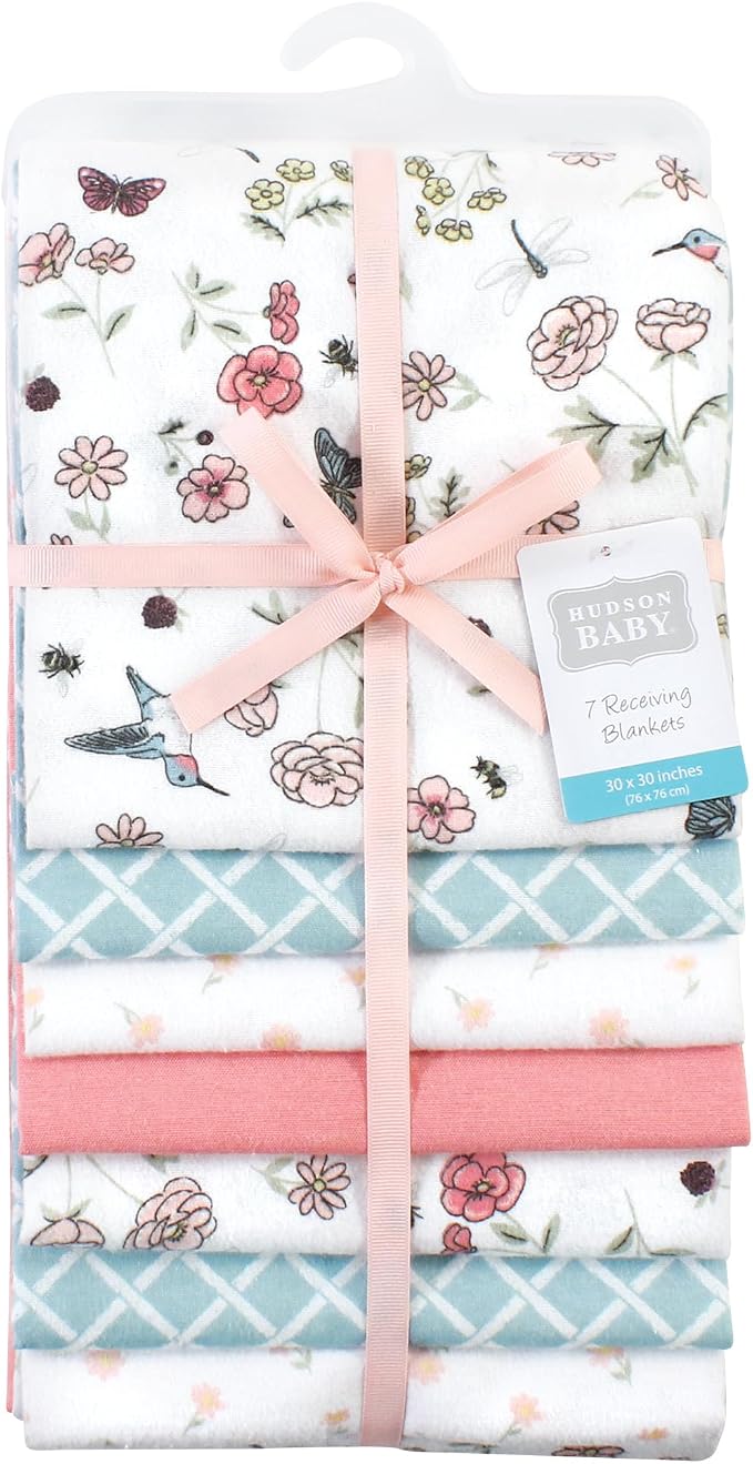 Hudson Baby Unisex Baby Cotton Poly Flannel Receiving Blankets Bundle, - Image 2