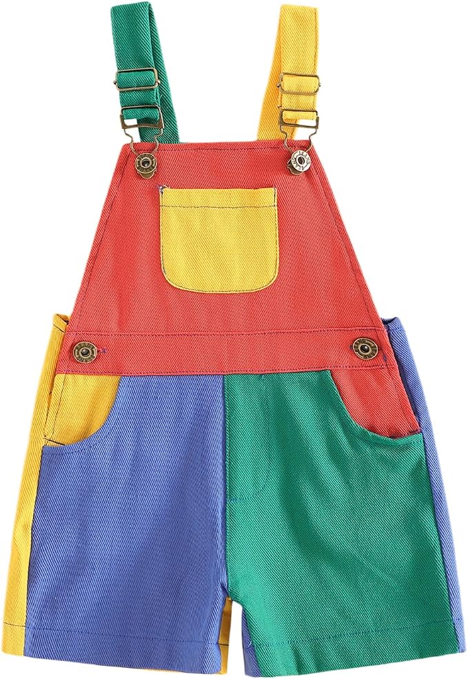 Fernvia Toddler Kids Baby Girl Boy Contrast Color Overalls Shorts Clothes by Fernvia