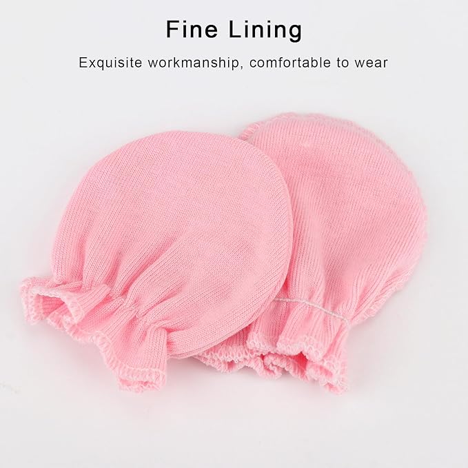 AQOKKA Newborn Baby Mittens No Scratch Cotton Elastic Wrist Gloves Infant - Image 7