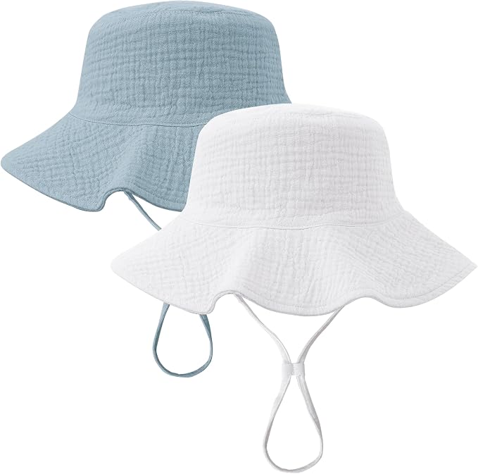 Konssy 2-Pack Muslin Baby Girl Sun Hats by Konssy