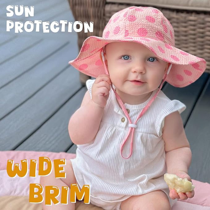 HONGTEYA Baby Sun Hat Wide Brim Adjustable Toddler Beach Bucket Hat | Soft - Image 3