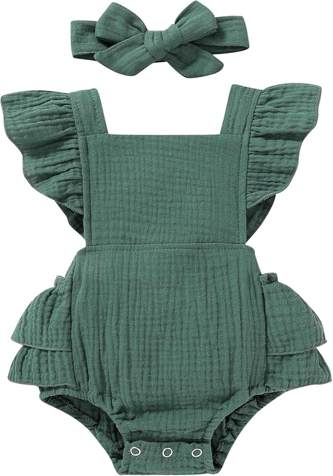 YOUNGER TREE Toddler Baby Girl Ruffled Sleeveless Romper Casual Summer Jumpsuit by YOUNGERTREE