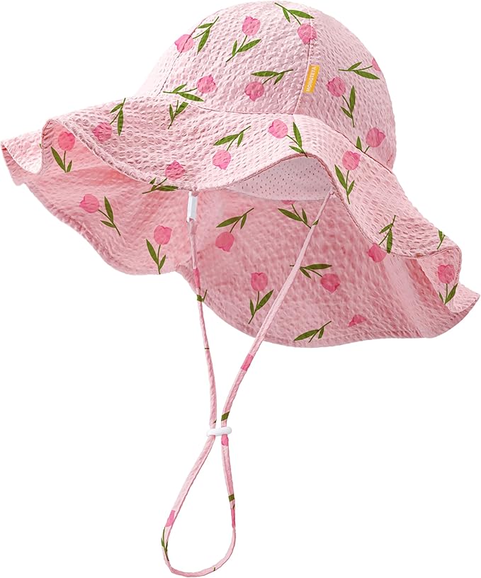 HONGTEYA Baby Sun Hat Wide Brim Adjustable Toddler Beach Bucket Hat | Soft by HONGTEYA