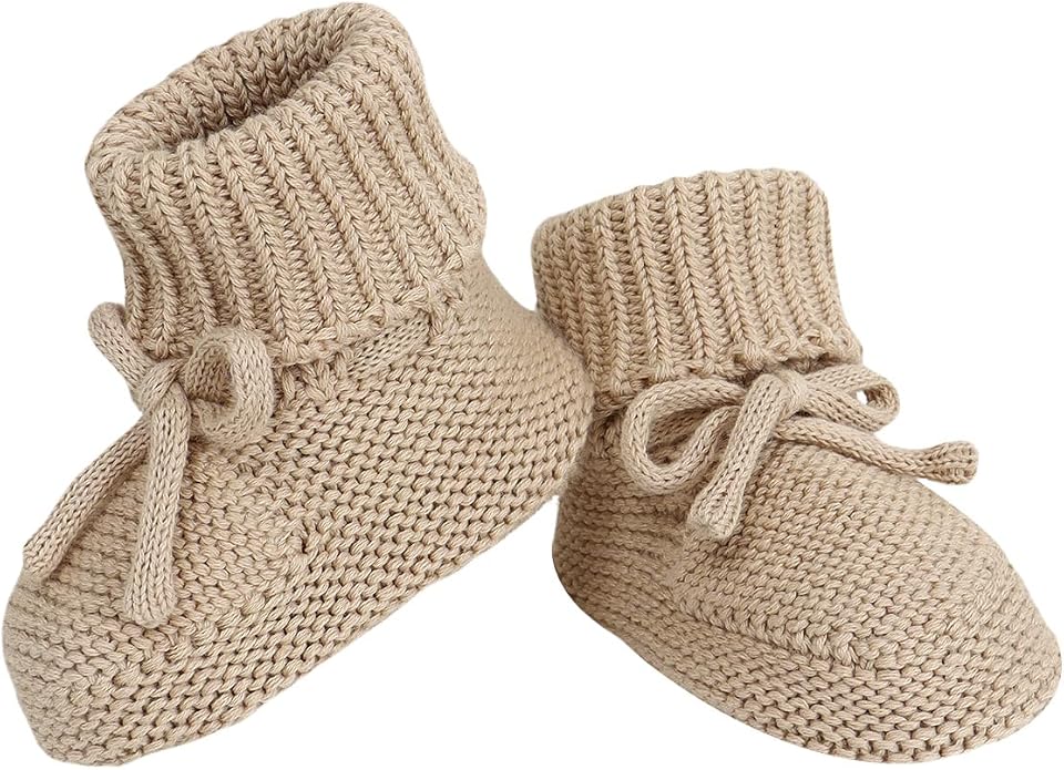 Hadetoto Baby Booties Cotton Newborn Boys Girls Shoes Knit Socks | Cozy Warm by Hadetoto