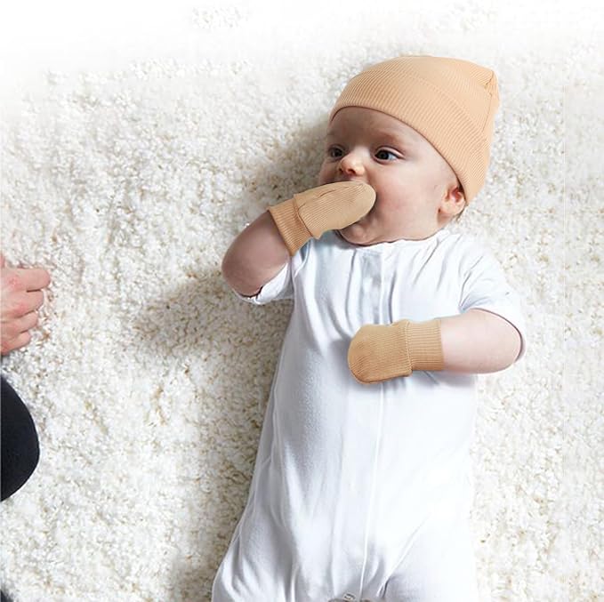BQUBO Baby Hats and Mittens Infant Cotton Beanie Gloves No Scratch Set Newborn - Image 3