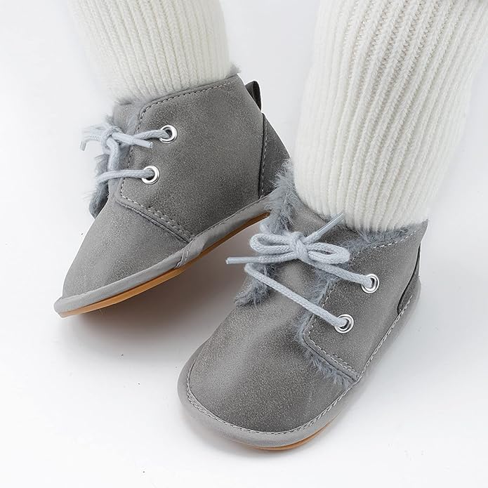 Baby Boys Girls Booties Fleece Anti-Slip Soft Sole Boots Toddler First Walker - Image 2