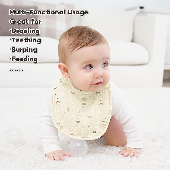 Susurration Muslin Baby Drool Bibs 10Pack Soft Square Adjustable Bandana Bibs - Image 3