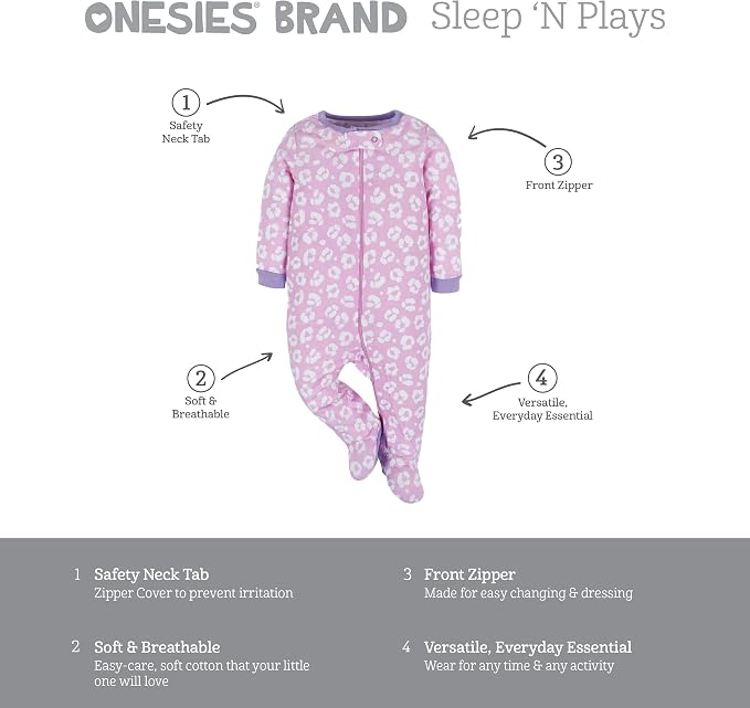 Onesies Brand Baby Girls 4-Pack Sleep 'N Play Footies Multi Pack - Image 6