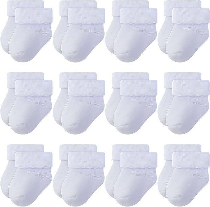 RATIVE Newborn Baby Socks 0-6, 6-12 Months Terry Turn Cuff Socks by RATIVE
