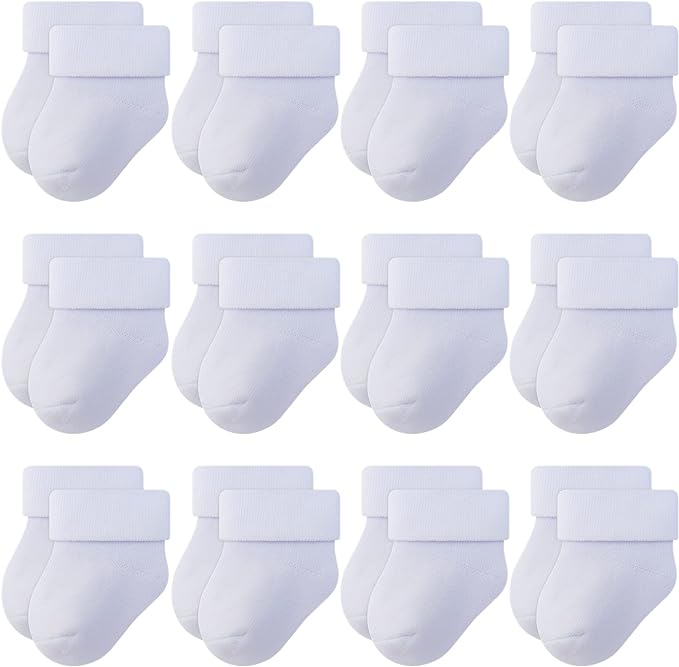 RATIVE Newborn Baby Socks 0-6, 6-12 Months Terry Turn Cuff Socks by RATIVE