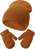 Baby Beanie Hat Gloves Set, Kids Winter Warm Knit Hat by DANMY