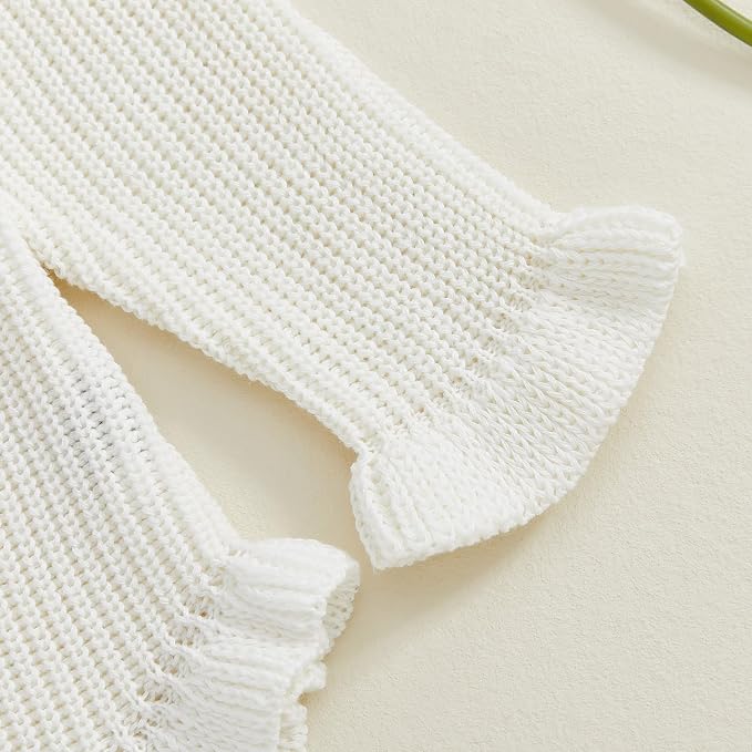 Mubineo Baby Girl Fall Winter Clothes Basic Plain Cute Sweater Romper Outfit - Image 6