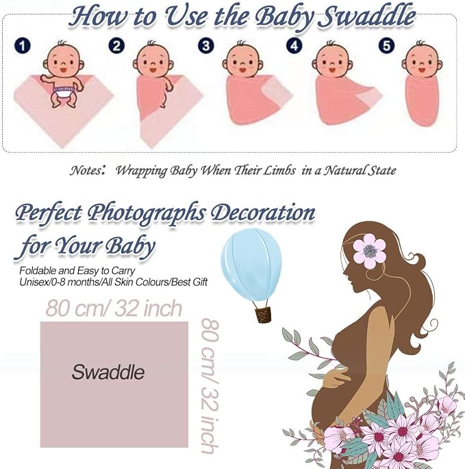 SUFEINI Maternity Robe and Matching Baby Swaddle Blanket Set, Mommy Robe - Image 6