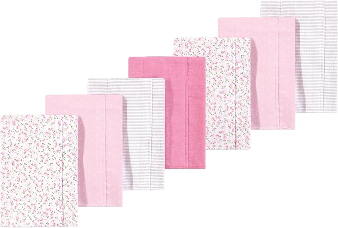 Luvable Friends Hudson Baby Flannel Burp Cloths 7pk, Blossom Pink by Luvable+Friends