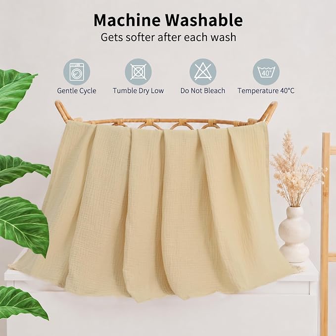 NESTALLY Cocoon Muslin Swaddle Blankets 4 Pack, Sage Green & Neutral | 100% - Image 9