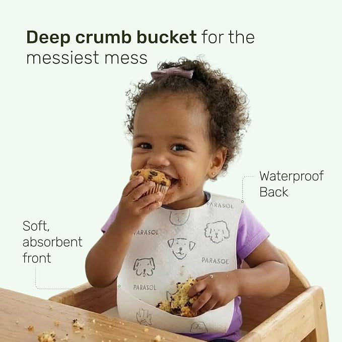 PARASOL Disposable Bibs, Hypoallergenic & Waterproof | Soft-Absorbent Top Layer - Image 3