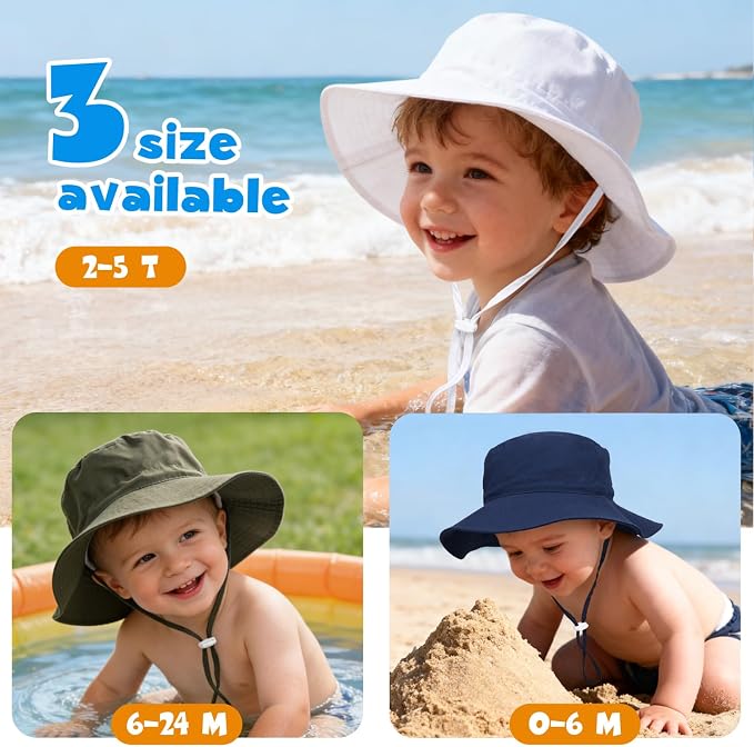 Baby Toddler Sun Hat, Boys Girls Adjustable Bucket Hat - Image 7